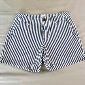 GAP Stripped City Shorts 0 Blue and White Linen Summer